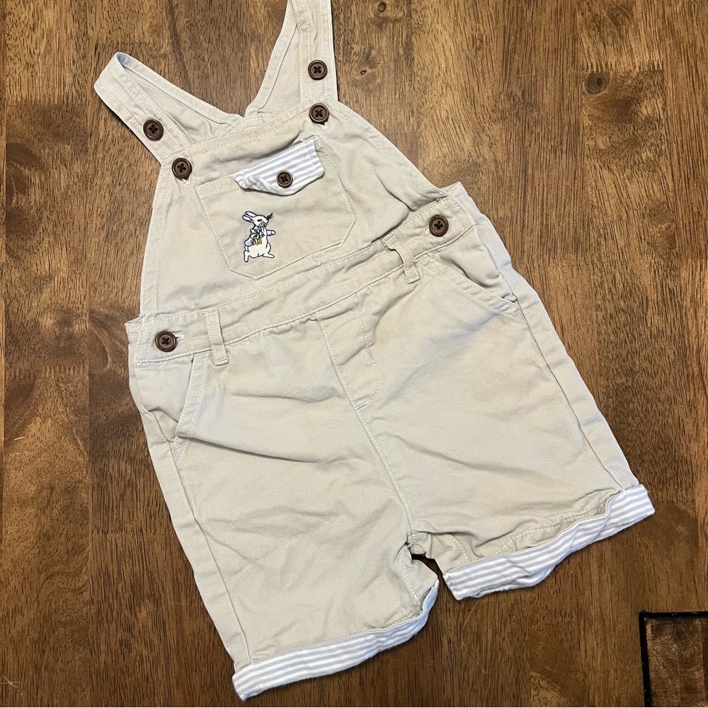 Gymboree Baby Peter Rabbit Beige Overalls Embroidered 12-18 Months